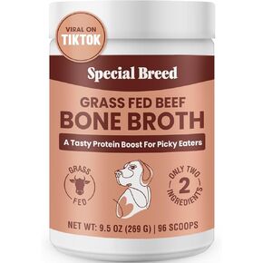 Bone Broth Powder for Dogs and Cats - Dog and Cat Food Topper, Grass Fed Beef Broth Supplement, 9.5 oz