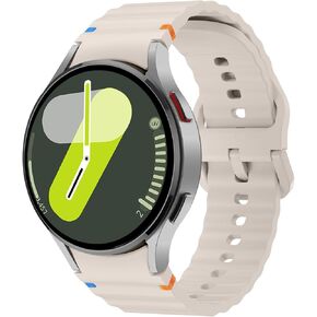 No Gap Silicone Sport Band Compatible for Samsung Galaxy Watch 7/FE/6/5/4 40mm 44mm/Watch 6 Classic 43mm 47mm/Watch 5 Pro 45mm/Watch 4 Classic 42mm 46mm,Sporty Corrugated Strap Women Men