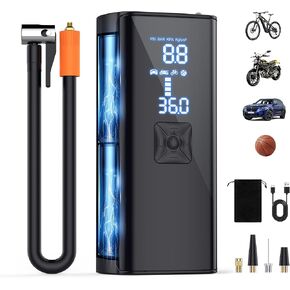GIGART Tire Inflator Portable Air Compressor, 3X Faster Cordless Air Pump for Car Tires with 25000mAh Battery, 150PSI Tire Pump with Digital Pressure Gauge, LCD Dual Display, for Car, Motorcycle