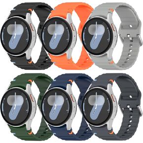 Compatible with Samsung Galaxy Watch 7 Band 40mm 44mm,6 Pack Soft Silicone Bands for Galaxy Watch FE 40 mm/Galaxy Watch 6 5 4 Band 40mm 44mm/Galaxy Watch 6 classic 43mm 47mm for Women Men