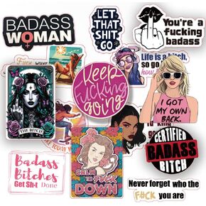 Badass Empowering Affirmation Stickers for Women | 53pcs of Daily Motivation and Inspiration Decals for Laptops, Water Bottles, Girls