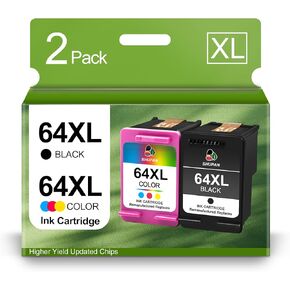 خرطوشة حبر 64XL باللون الأسود واللون مجموعة بديلة لحبر HP 64 64XL 64 XL لحبر Envy Photo 7855 7858 6252 6255 7800 7100 7155 7158 Tango Tango X Tango Terra (أسود، ملون) in Kuwait