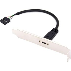 chenyang USB 3.0 Front Panel Header 19/20Pin Male to USB C Female Chassis Back Panel Port Extension Cable 0.4M with 12cm PCI-E Slot Bracket