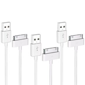 3-Pack 30-Pin Cable for iPhone 4s, 3FT 30 Pin USB Sync Charging Cord Compatible with Old iPhone 4/4S 3G/3GS, iPad 1/2/3, iPod Nano/iPod Touch White 3ft (3 Pack)