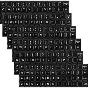 Yuanch 6Pcs English Keyboard Stickers, Universal Laptop Keyboard Stickers Universal Keyboard Letters Replacement Sticker Matte English Keyboard Alphabet Sticker for PC Laptop Desktop Computer Keyboard