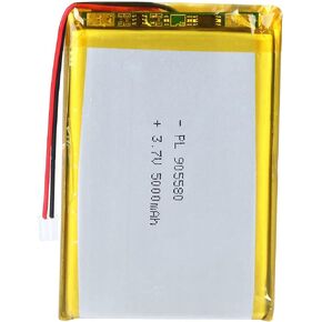 3.7V 5000mAh 905580 Lipo Battery Rechargeable Lithium Polymer ion Battery Pack with PH2.0mm JST Connector