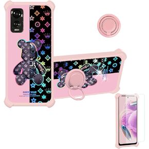 jioeuinly Case for DIALN X65 Case Compatible with DIALN X65 Phone Case Cover [with Tempered Glass Screen Protector][Ring Support][Colorful Reflect Light] IMDF-JXX