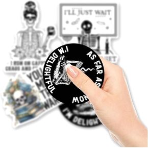 Pack 12 Pcs Mental Health Funny Skeleton Sticker for Laptops Vehicle Trucks Helmets Phone Cases Computers Water Bottles Bumper Stickers Waterproof Vinyl Decals Laptop Accessories