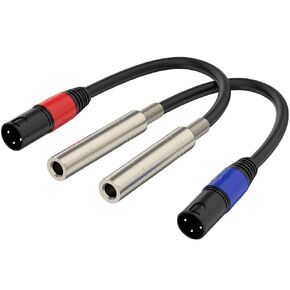 1/4“(6.35 mm) Female to XLR Female 3-Pin Socket Audio Cord and 1/4“(6.35mm) TRS/TS to XLR Jack Female Adapter Connect Cable (1.1 FT/2Pack, Blue+Red)