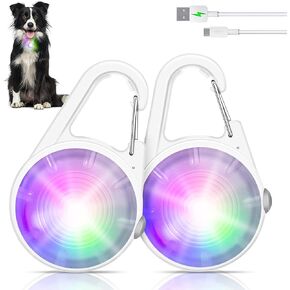 Dog Lights for Night Walking - 2 Pack 4 Modes Dog Collar Light, Rechargeable Dog Walking Light for Nighttime Clip On, IP68 Waterproof Durable Dogs Safety Light (Black)