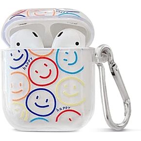 MINSCOSE Cute Airpod Pro Clear Case with Keychain, Cartoon Smiley Face Design Soft Silicone Smooth Shockproof Compatible with Airpods Pro Charging Case for Girls Kids Women