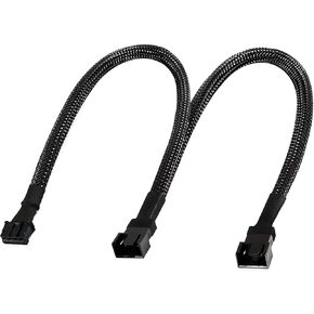 Micro 4 Pin PWM GPU Dual Fan Splitter Adapter Cable Black Sleeved for Graphics Cards 12 Inches