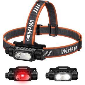 Wurkkos HD16 Headlamp 2500 Lumens, 3 in 1 Rechargeable Head Flashlight with Spot, Flood and Red Lights, IP66 Waterproof Ultra Bright Head Light with Adjustable Headband