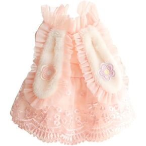 Dog Princess Dresses for Small Dogs Lolita Bow Clothes Bunny Ear Costume Pet Girl Cute Coat Outfits Fall Costumes (Pink Bunny,L)
