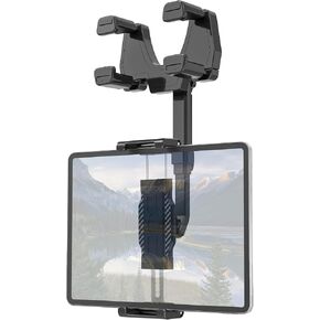 Rearview Mirror Tablet Holder for Car, [Strong Stability] Adjustable 360° Rotatable and Retractable Mount, Fit Thick Cases [Deep Max 1.18"] for iPad Pro Air Mini, Galaxy Tab, iPhone, 6-15.6" Devices