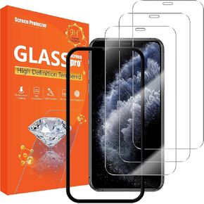 [3Pack for iPhone 11 pro/X/XS 5.8in Screen Protector 3Pack Tempered Glass Screen Protector [With Easy Installation Frame] [9H Hardness] [Anti-Scratch] [Bubble Free]-Clear