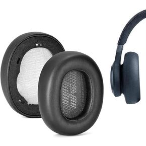 وسادات أذن بديلة Live 650 BTNC E65BTNC لـ JBL E65 (E65BT E65BTNC)/Live 650NC 650BTNC/Live 660 (660NC 660BTNC)/Duet NC غطاء وسادة إسفنجي ناعم فوق الأذن (أسود) in Kuwait