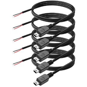 YAODHAOD Mini USB Male Pigtail Power Cable, 5V 3A Mini USB Male to 2 Pin Open End Pigtail Power Cable Easy Soldering,for USB Equipment Installed or Replacement Repair DIY Cable-1M/3.3FT (Mini 2 Pin)