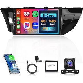 8 Core 4G 64G Radio for Toyota Corolla 2014-2017, Rimoody Android Car Stereo Carplay Android Auto 10.1 Inch Touchscreen GPS 4G WiFi Bluetooth FM DSP-36 Mirror Link 59-UI Themes AHD Backup Camera