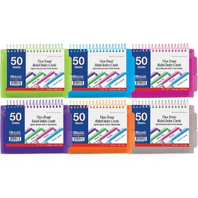 Bazic Poly Spiral Bound Index Card with 2 Tab Divider, White Ruled Paper, 3 x 5 Inches, Color Varies, (3 Pack), (570)
