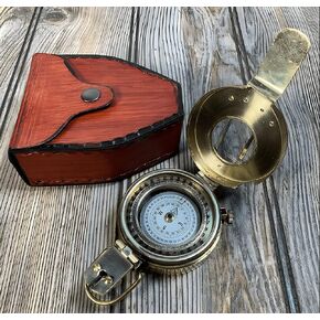 Vintage Marine Military British Prismatic Solid Brass Finish Compass
