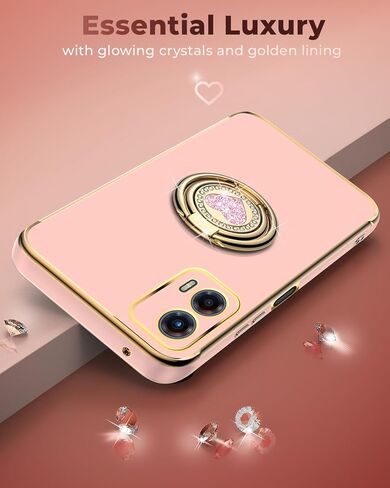 XYZ for Moto G Stylus 5G 2024 case with Ring Stand, Women Girls Cute Love-Heart Luxury Bling Protective Case Heart for Motorola Moto G Stylus 5G 2024, Black in Kuwait
