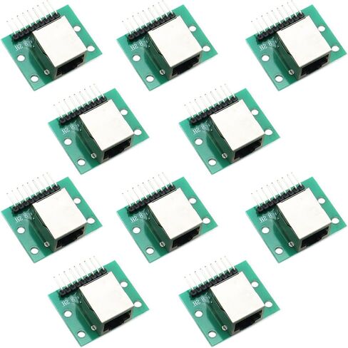 10Pcs RJ45 Network Port Adapter,8-pin Breakout Board Kit with PCB Board and Pin Headers, for Ethernet DMX-512 RS-485 RS-422 RS-232 in Saudi Arabia