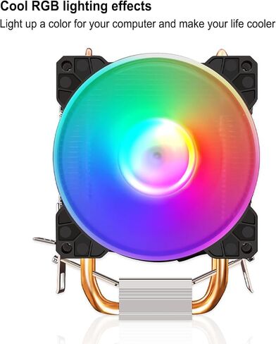 CPU Air Cooler, RGB Lighting CPU Cooler 90mm Cooling Fan for LGA115X LGA1366 LGA775 LGA1200 LGA2011, for AM4 AM3 Plus AM3 FM2 Plus FM1, Copper Pipes in Saudi Arabia