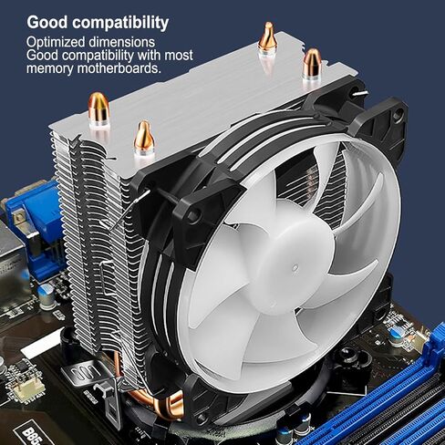 CPU Air Cooler, RGB Lighting CPU Cooler 90mm Cooling Fan for LGA115X LGA1366 LGA775 LGA1200 LGA2011, for AM4 AM3 Plus AM3 FM2 Plus FM1, Copper Pipes in Saudi Arabia