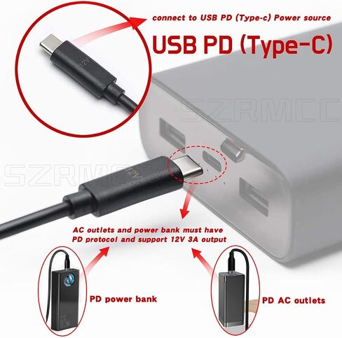 SZRMCC كابل الطاقة USB C PD إلى Hirose 4 pin Male Trigger لأجهزة الصوت Zoom F4 F8 442 633 688 (الزاوية اليمنى USB C) in Kuwait