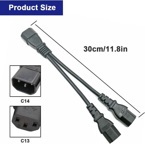 UPS Server C14 to Dual C13 5-13R Y Splitter Adapter Power Cable Cord 30cm (2 Pack) in Saudi Arabia