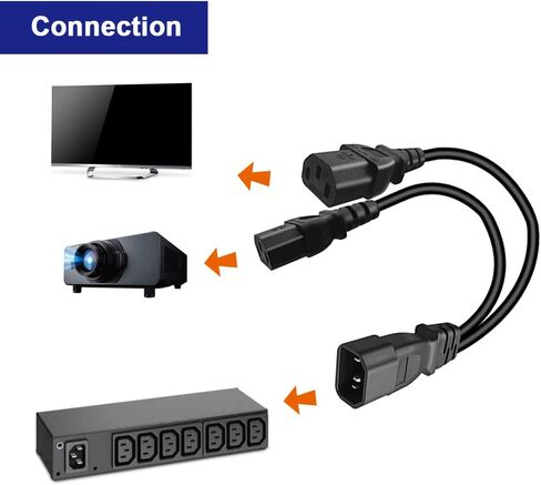 UPS Server C14 to Dual C13 5-13R Y Splitter Adapter Power Cable Cord 30cm (2 Pack) in Saudi Arabia