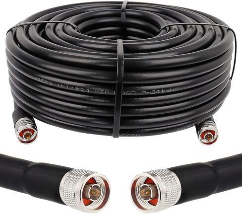 25ft KMR400 Coax Extension Cable N Male to N Male Connector (50 Ohm) Low Loss Coaxial Cables for 3G/4G/5G/LTE/GPS/WiFi/RF/Ham/Radio to Antenna or Phone Signal Booster Use (Not for TV) in Kuwait