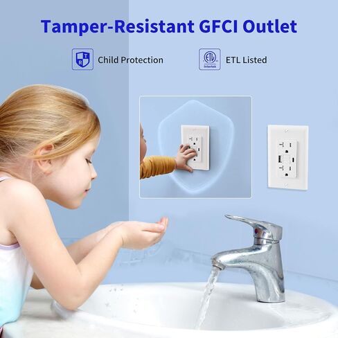 15 Amp Self-Test GFCI Outlet Combination with USB Type A and Type-C, Tamper Resistant Decorator Duplex Outlet, in-Wall, USB Charger for Smartphones, Tablets and Smart Home Appliance, White in Saudi Arabia