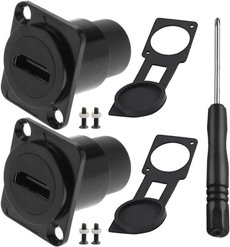 HDMI Panel Mount Connector, 4K 60Hz HDMI D-Type Female to Female Panel Mount Coupler for TV, Desktop, Projector, with Waterproof Cover, Screwdriver (2 Pack) in Kuwait