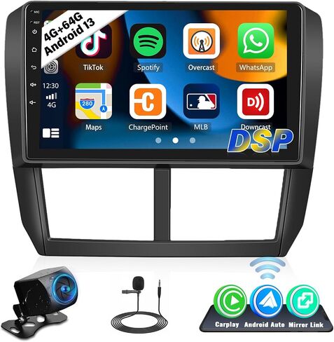 UNITOPSCI 4G+64G Android Car Stereo Radio for Subaru Forester Impreza WRX 2008-2012 Wireless CarPlay Android Auto Bluetooth 5.0 GPS 9 Inch 1280*720 Touchscreen DSP 32 EQ FM/RDS WiFi Backup Camera Mic in Saudi Arabia
