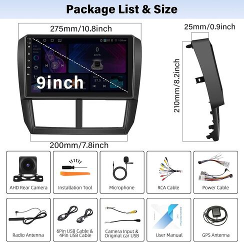 UNITOPSCI 4G+64G Android Car Stereo Radio for Subaru Forester Impreza WRX 2008-2012 Wireless CarPlay Android Auto Bluetooth 5.0 GPS 9 Inch 1280*720 Touchscreen DSP 32 EQ FM/RDS WiFi Backup Camera Mic in Saudi Arabia