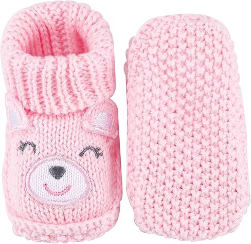 Newborn Knit Booties Soft Baby Boots for Infant Boys Girls First Walkers 2 Pairs, 0-3 Months in Kuwait