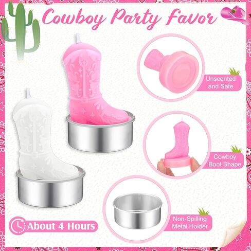 Landhoow 24 Sets Mini Cowgirl Cowboy Boot Tealight Candles Cowboy Boot Party Favors for Guests Include Cowboy Boot Tealight Candles Tags Bags for Western Bachelorette Party Supplies(Brown) in Kuwait