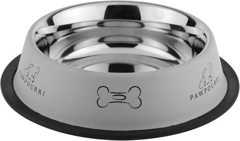 Combo of Anti-Skid Water and Food Feeding Bowls Pack of 2 Stainless Steel Pet Bowl Black & White, 23.66 fl oz Each in Saudi Arabia