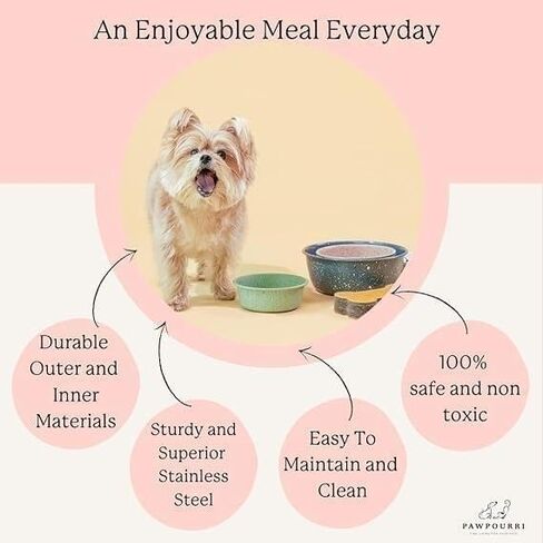 Combo of Anti-Skid Water and Food Feeding Bowls Pack of 2 Stainless Steel Pet Bowl Black & White, 23.66 fl oz Each in Saudi Arabia