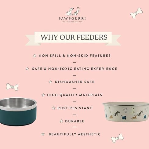 Combo of Anti-Skid Water and Food Feeding Bowls Pack of 2 Stainless Steel Pet Bowl Black & White, 23.66 fl oz Each in Saudi Arabia