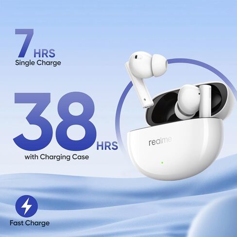 سماعات أذن Realme Air 5 True اللاسلكية مع تقنية ANC بقدرة 50 ديسيبل، ومشغل صوت جهير ديناميكي ضخم مقاس 12.4 مم، وبطارية تصل إلى 38 ساعة، وشحن سريع، وزمن وصول منخفض 45 مللي ثانية، أزرق بحري عميق in Saudi Arabia