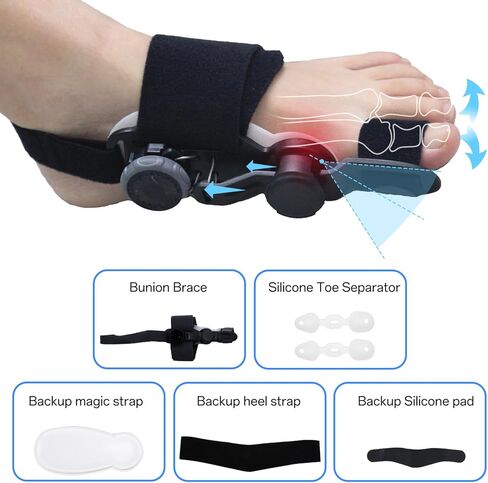 Bunion Corrector for Women and Men Big Toe,Upgraded Press-Button Bunions Correction,Toe Straightener with Bunion Relief,Suitable for Left and Right Feet, Medium,Black in Saudi Arabia