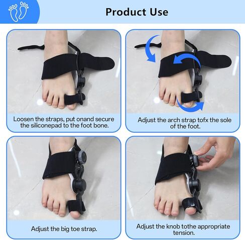 Bunion Corrector for Women and Men Big Toe,Upgraded Press-Button Bunions Correction,Toe Straightener with Bunion Relief,Suitable for Left and Right Feet, Medium,Black in Saudi Arabia
