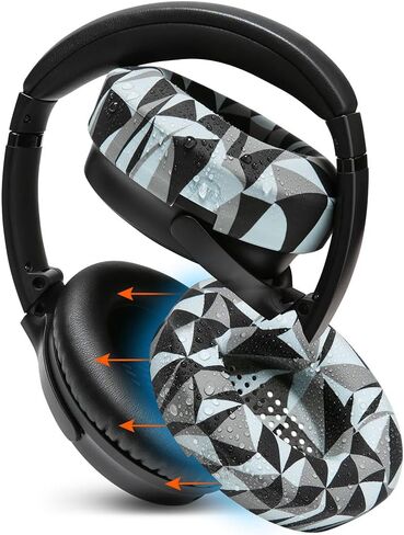 WC SweatZ QuietComfort - Patented Earpad Covers for Bose QuietComfort 45, 35, 35ii, QC2, QC25, QC15, AE2, AE2i, SoundTrue, SoundLink by Wicked Cushions | Sweatproof & Easily Washable | Black in Saudi Arabia