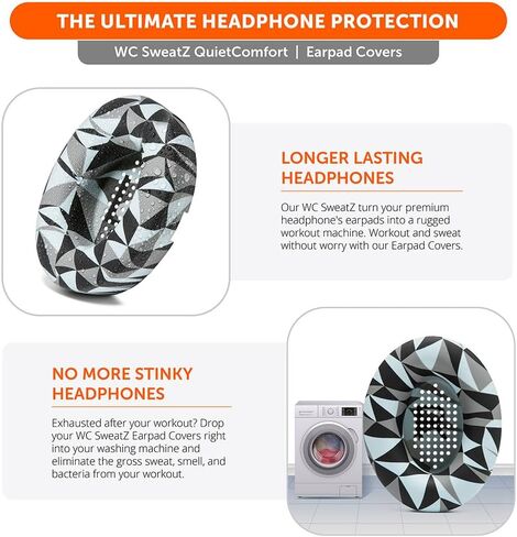WC SweatZ QuietComfort - Patented Earpad Covers for Bose QuietComfort 45, 35, 35ii, QC2, QC25, QC15, AE2, AE2i, SoundTrue, SoundLink by Wicked Cushions | Sweatproof & Easily Washable | Black in Saudi Arabia