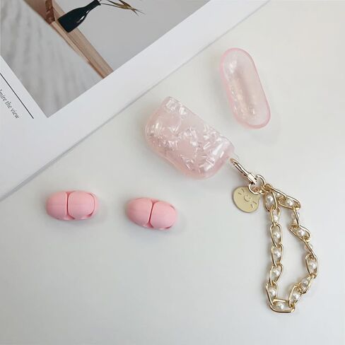 for AirPods Pro 2nd Generation Case Cute Women Girly Shell Pattern with Alloys Metals Pearl Keychain + 2 Pack Cable Clips,Luxury Protective Headphone Cover for AirPod Pro,Pink in Saudi Arabia