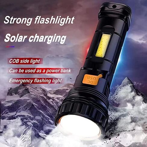 Mini Multifunction Rechargeable Multi Function 1000 Lumens LED Flashlight, with Emergency Strobe Light and 1200 Mah Battery, Emergency Power Supply and USB Charging Cable, Fast Charging in Saudi Arabia