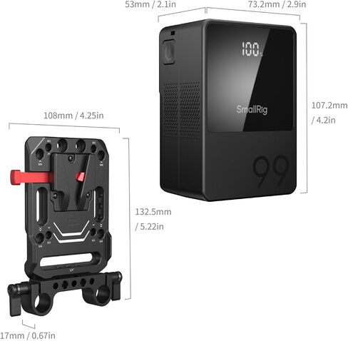 بطارية SMALLRIG V Mount VB99، بطارية صغيرة على شكل حرف V بقدرة 99 وات/6800 مللي أمبير في الساعة مع شحن سريع PD 100 وات USB-C، مع لوحة بطارية على شكل حرف V، وحامل على شكل حرف V مع مشبك قضيب مزدوج 15 مم للكاميرا وكاميرا الفيديو - 5049 in Saudi Arabia
